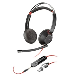 Poly Blackwire 5220 Auriculares + Adaptador USB-C/A con Micro Jack 3.5mm Negro