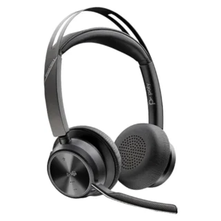 Poly Voyager Focus 2 Auricular Inalámb. para Microsoft Teams + Adaptador USB-C-A + Soporte de Carga con Micro BT Negro