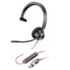 Poly Blackwire 3310 Auricular Microsoft Teams + Adaptador USB-C/A con Micro USB Tipo-C Negro