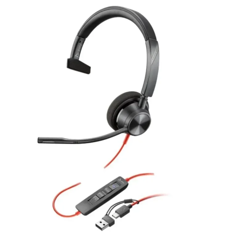 Poly Blackwire 3310 Auricular Microsoft Teams + Adaptador USB-C/A con Micro USB Tipo-C Negro