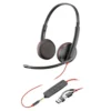 Poly Blackwire 3225 Auriculares + Adaptador USB-C/A con Micro Jack 3.5mm Negro