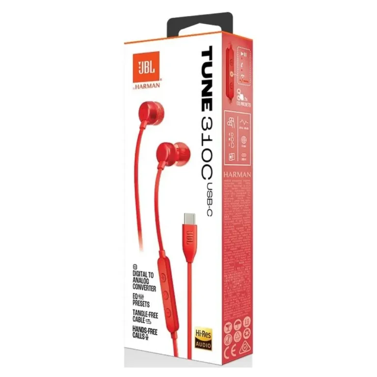 JBL Tune 310C Auriculares Intrauditivos con Micro Rojos