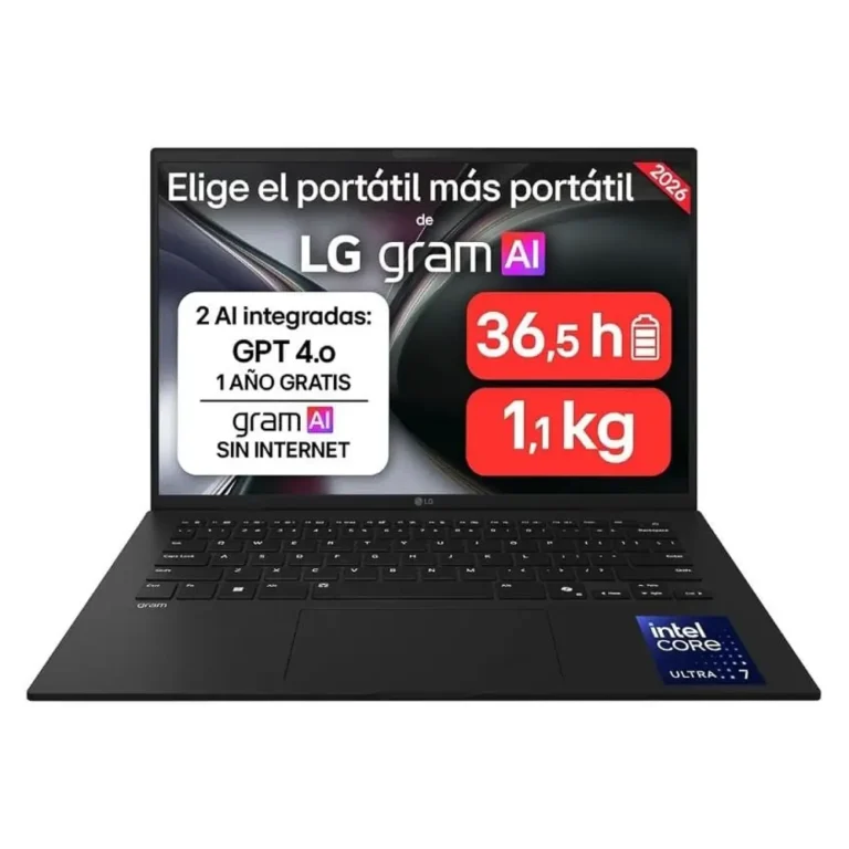 LG Gram 14ZD90U-G.AX85BN Ultra 7 355 32GB 512GB SSD Intel® Graphics FreeDOS 14" WUXGA Negro