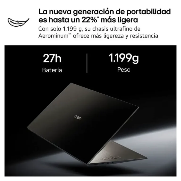 LG Gram Pro 16ZD90U-G Core™ Ultra 7 355 32GB 512GB Arc™ Graphics FreeDOS 16" WQXGA Negro