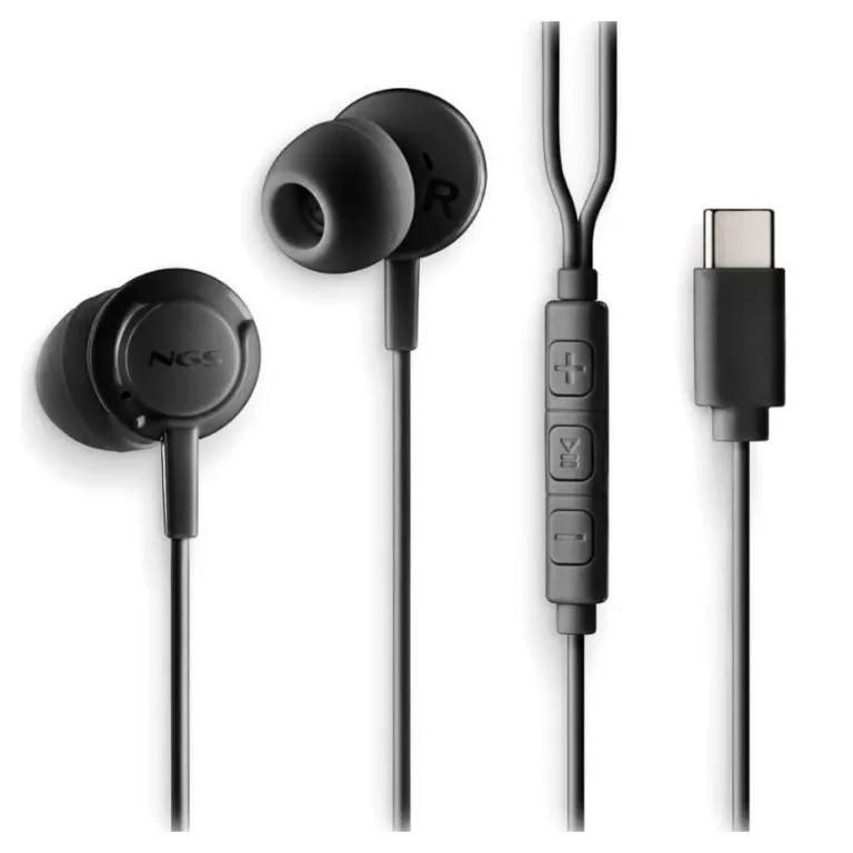 NGS Cross Step Auriculares Intrauditivos con Micro USB Tipo-C Negros