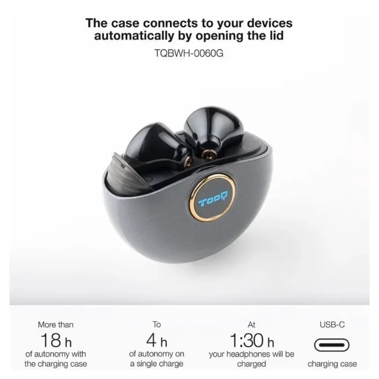 TooQ Snail TQBWH-0060G Auriculares Bluetooth con estuche de carga Autonomía 4h Grises y Negros