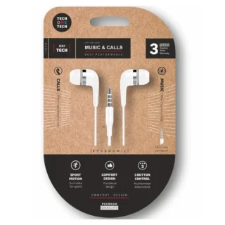 Tech One Tech soft earTECH TEC1004 Auriculares Intrauditivos con Micro Jack 3.5 Blancos