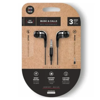 Tech One Tech soft earTECH TEC1005 Auriculares Intrauditivos con Micro Jack 3.5 Negros