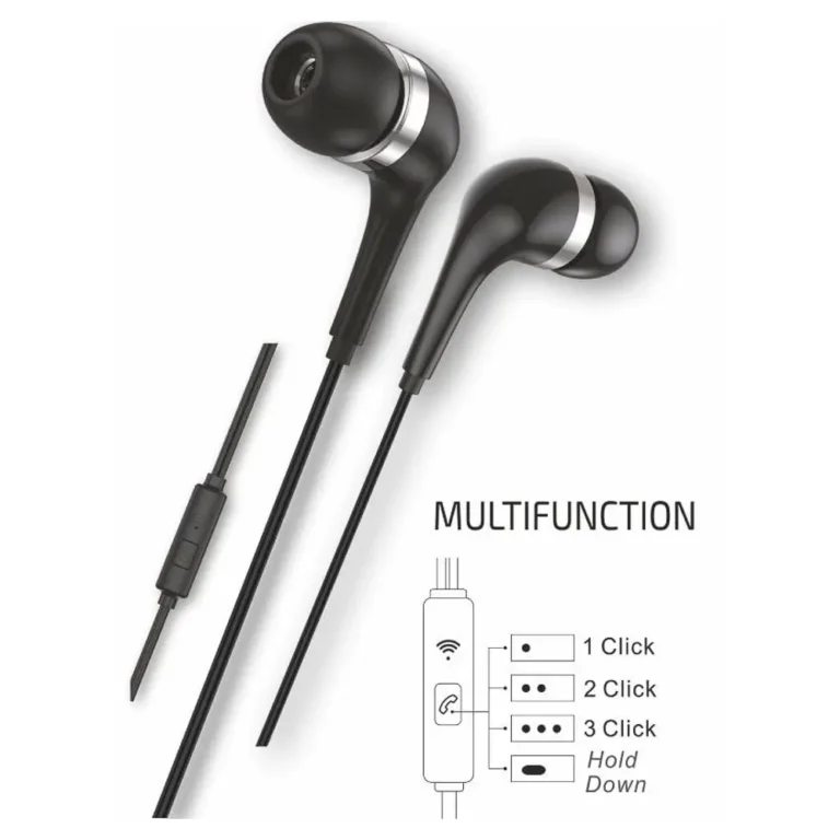 Tech One Tech earTECH TEC1305 Auriculares Intrauditivos con Micro USB Tipo-C Negros