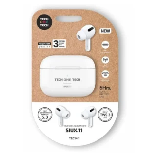 Tech One Tech SIUX.11 TEC1411 Auriculares Bluetooth con estuche de carga Autonomía 6h Blancos
