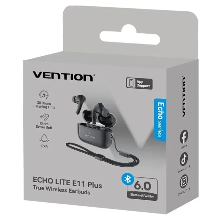 Vention Echo Lite E11 Plus Auriculares Bluetooth con Micro y estuche de carga Autonomía 6h