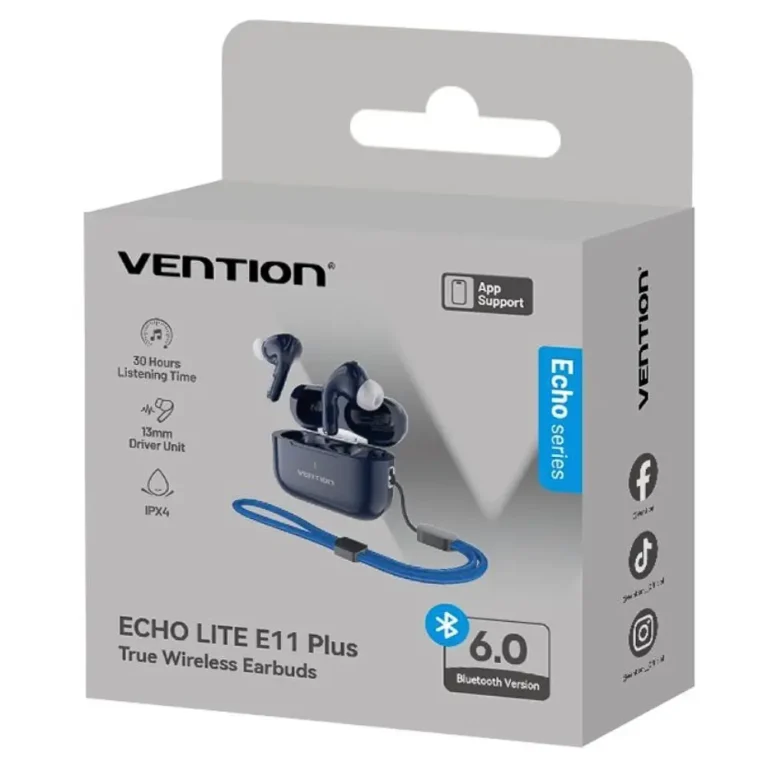 Vention Echo Lite E11 Plus Auriculares Bluetooth con Micro y estuche de carga Autonomía 6h