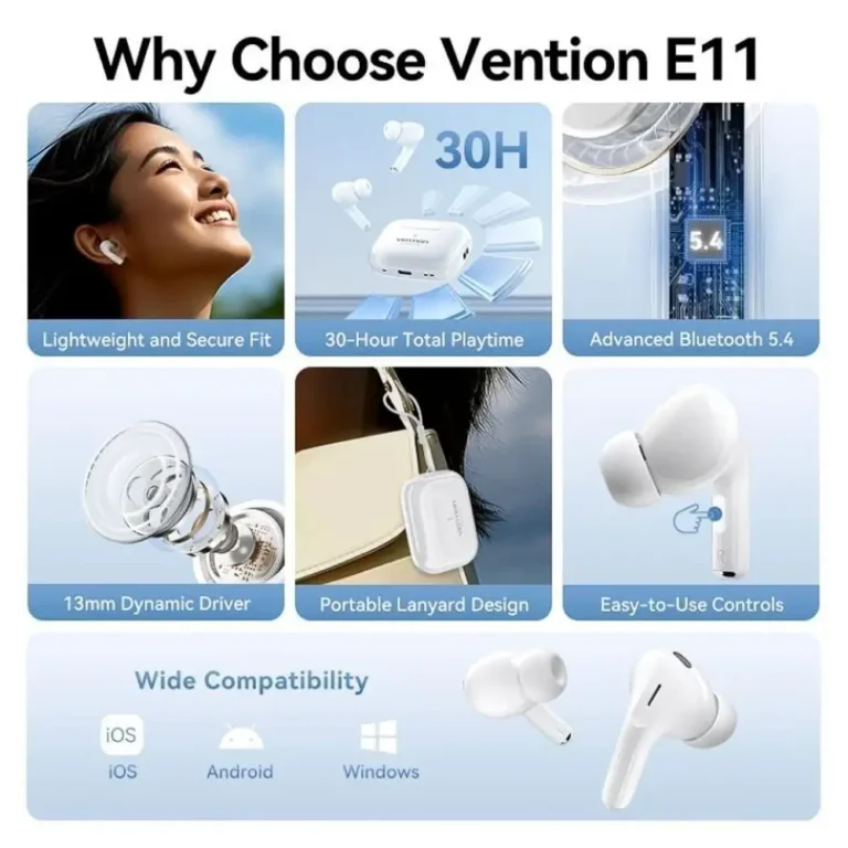 Vention Echo Lite E11 Auriculares Bluetooth con Micro y estuche de carga Autonomía 6h