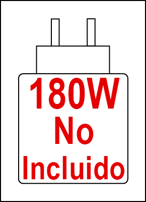 Portátiles Sin Cargador de 180W
No se incluye adaptador de corriente en el dispositivo.