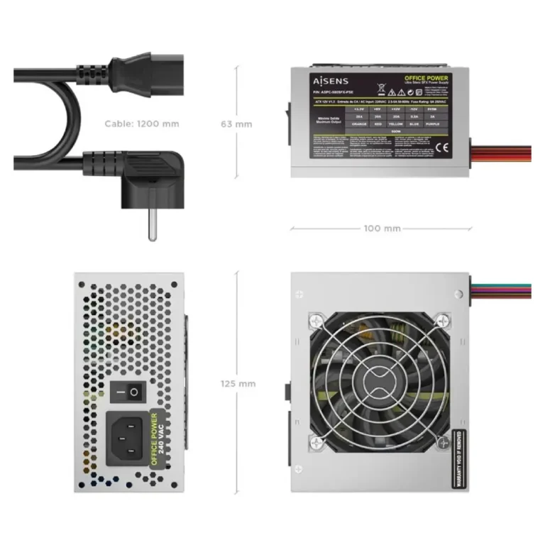 Aisens ASPC 500SFX PSE Fuente de Alimentación SFX 500W Ventilador 8cm OEM