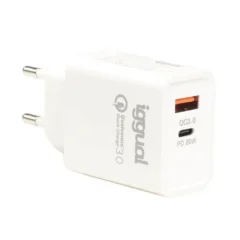 IGGUAL CARGADOR DOBLE USB QC3.0 + TIPO C PD 20W