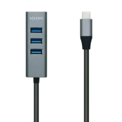 AISENS HUB USB 3.1 ALU C/M-4XTIPO A/H GRIS 10CM