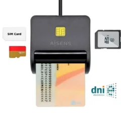 AISENS LECTOR DE DNI Y TARJETAS ASCR-SN02SD-BK NEGRO