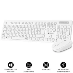 SUBBLIM TECLADO Y RATON BUSINESS SLIM SILENCIOSO INALAMBRICO BLANCO