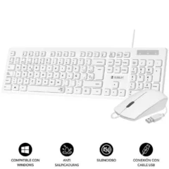 SUBBLIM TECLADO Y RATON BUSINESS SLIM SILENCIOSO BLANCO