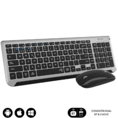 SUBBLIM TECLADO Y RATON INALAMBRICO DUAL PRESTIGE EXTENDIDO GRIS Y NEGRO