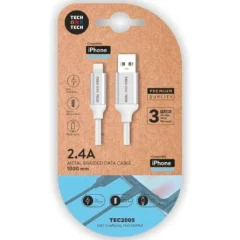 TECH ONE TECH CABLE USB 2.0TEC2005 USB MACHO - LIGHTNING MACHO 1M BLANCO