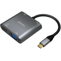 AISENS CONVERSOR A109-0626 HDMI HEMBRA - VGA H - USB TIPO-C M - USB H - USB TIPO-C H 15CM GRIS