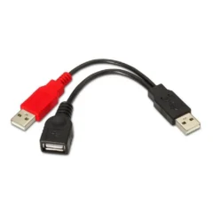 AISENS CABLE USB 2.0 + ALIMENTACION A101-0030 USB H + USB M - USB M 15CM NEGRO ROJO