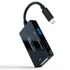 NANOCABLE CONVERSOR 10.16.4301-ALL USB TIPO-C MACHO - HDMI HEMBRA - DVI-I HEMBRA - VGA HEMBRA 20CM NEGRO