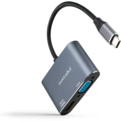 NANOCABLE CONVERSOR 10.16.4303 USB TIPO-C MACHO HDMI HEMBRA - VGA HEMBRA 15CM GRIS