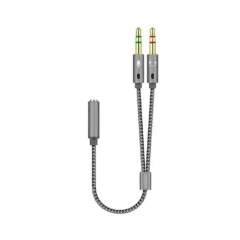 AISENS A128-0417 JACK 3.5 HEMBRA - 2X JACK 3.5 MACHO 25CM GRIS