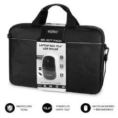 SUBBLIM MALETIN + RATON SELECT PACK PARA PORTATILES HASTA 15.6" CINTA PARA TROLLEY NEGRO
