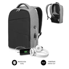 SUBBLIM MOCHILA SECURE V2 AP PARA PORTATILES HASTA 15.6" PUERTO USB ANTIRROBO GRIS