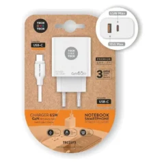 TECH ONE TECH CARGADOR DE PARED GAN PD TEC2273 1XUSB TIPO-C 1X USB 65W