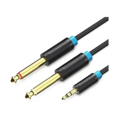 VENTION BACBG JACK 3.5 MACHO - 2X JACK 6.5 MACHO 1.5M NEGRO