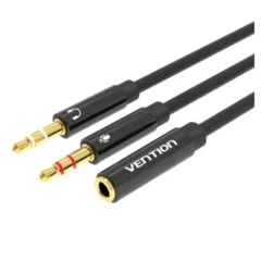 VENTION BBTBY 2X JACK 3.5 MACHO - JACK 3.5 HEMBRA 30CM NEGRO