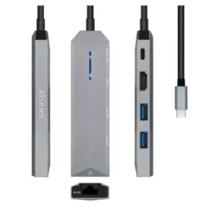 AISENS DOCKING USB TIPO-C ASUC-5P003-GR 1XHDMI 2XUSB 1XRJ45 1XUSB TIPO-C PD GRIS