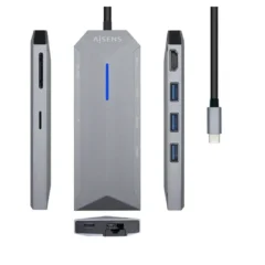 AISENS DOCKING USB TIPO-C ASUC-8P004-GR 1XHDMI 3XUSB 1XRJ45 1XLECTOR TARJETAS 1XUSB TIPO-C PD GRIS