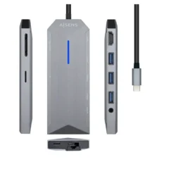 AISENS DOCKING USB TIPO-C ASUC-9P001-GR 1XHDMI 3XUSB 1XRJ45 1XAUDIO 1XLECTOR TARJETAS 1XUSB TIPO-C PD GRIS