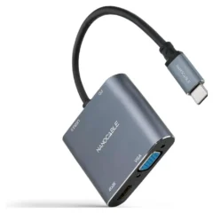 NANOCABLE CONVERSOR10.16.4304 USB TIPO-C M / HDMI 4K HA - VGA H - USB TIPO-C PD H - USB H 15CM GRIS