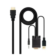 NANOCABLE 10.15.4350 HDMI-M - VGA-H - JACK 3.5-M - USB-M 1.8M NEGRO