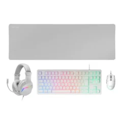 Mars Gaming MCP-RGB3W Pack Teclado + Ratón + Alfombrilla + Auriculares Blanco