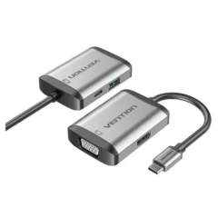 VENTION TFAHB CONVERSOR 1XUSB 1XHDMI 1XVGA 1XUSB TIPO-C PD 15CM GRIS