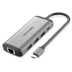 VENTION CNDHB DOCKING USB-C 1XHDMI 3XUSB 1XUSB-C PD 1XRJ45 1XLECTOR GRIS