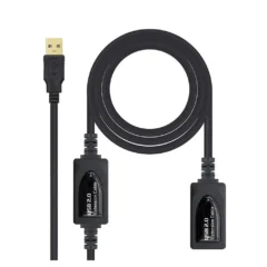 NANOCABLE 10.01.0212 Cable USB 2.0 Prolongador con Amplificador, tipo A/M-A/H, negro, 10m