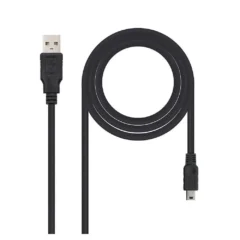 NANOCABLE 10-01-0401 Cable USB 2.0, tipo A/M-Mini B/M, negro, 1.0m