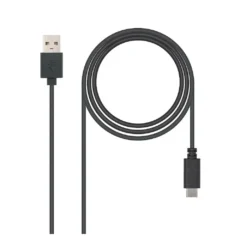 NANOCABLE CABLE USB 2.0 3A, TIPO USB-C M-A M, NEGRO, 2M