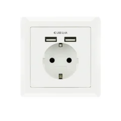 NANOCABLE BASE DE ENCHUFE PARED SCHUKO+2USB 2.4A
