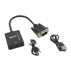 IGGUAL ADAPTADOR VGA A HDMI + AUDIO + MICROUSB