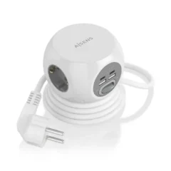 Aisens ASPS-2A2C04-W 3 Tomas 2 USB-C 2 USB Cable 1.4m Blanco
